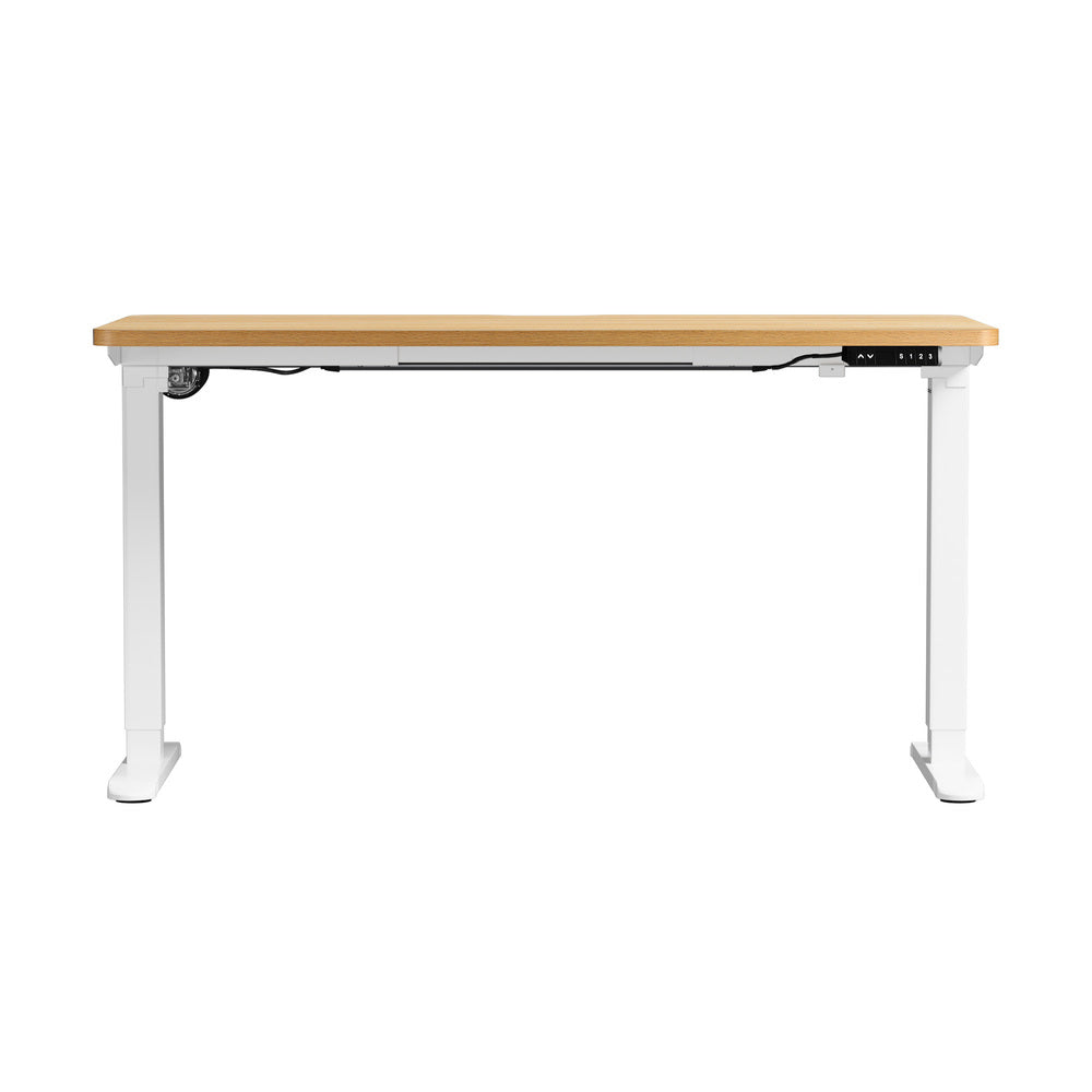 Oikiture Standing Desk Wireless Charging Single Motor 140CM White & Oak-Standing Desk-PEROZ Accessories