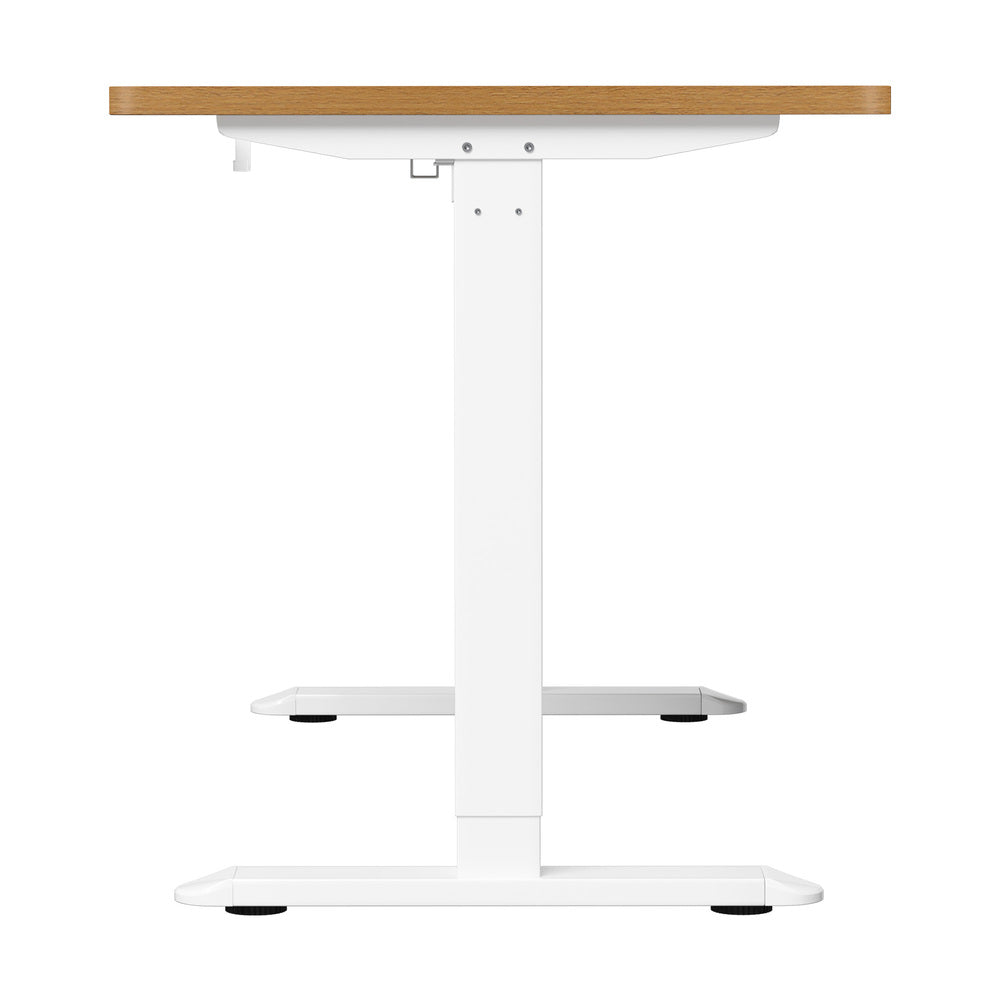 Oikiture Standing Desk Wireless Charging Single Motor 140CM White & Oak-Standing Desk-PEROZ Accessories