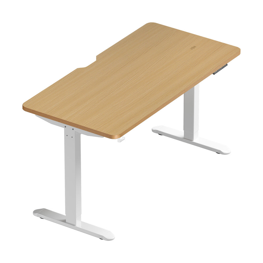Oikiture Standing Desk Wireless Charging Single Motor 140CM White & Oak-Standing Desk-PEROZ Accessories