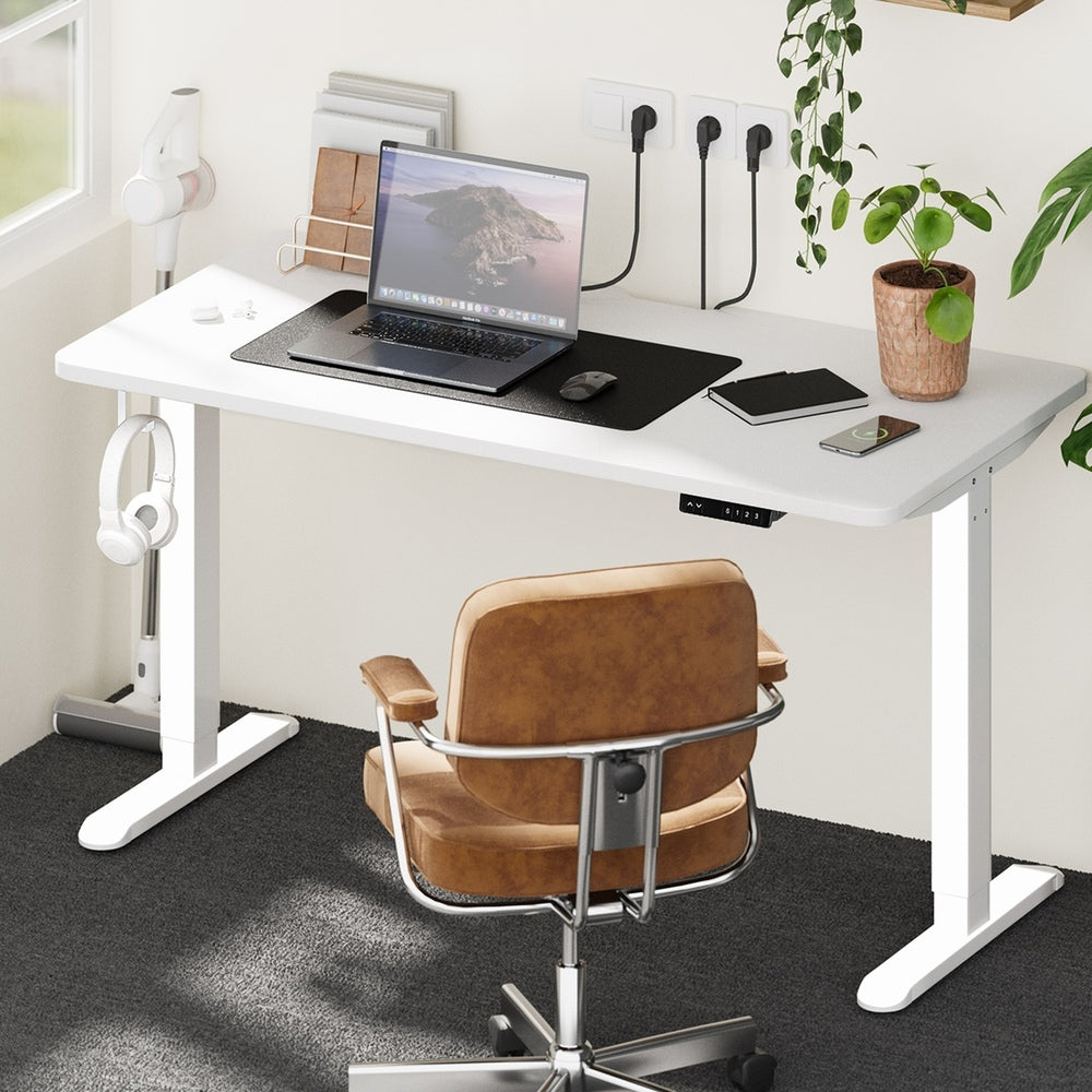 Oikiture Standing Desk Wireless Charging Single Motor 140CM White-Standing Desk-PEROZ Accessories