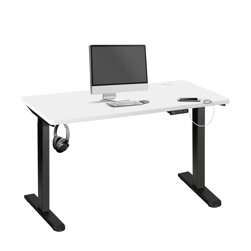 Oikiture Standing Desk Dual Motor Electric Height Adjustable Sit Stand Table - Black/White - 1200mm x 600mm-Office Desks-PEROZ Accessories