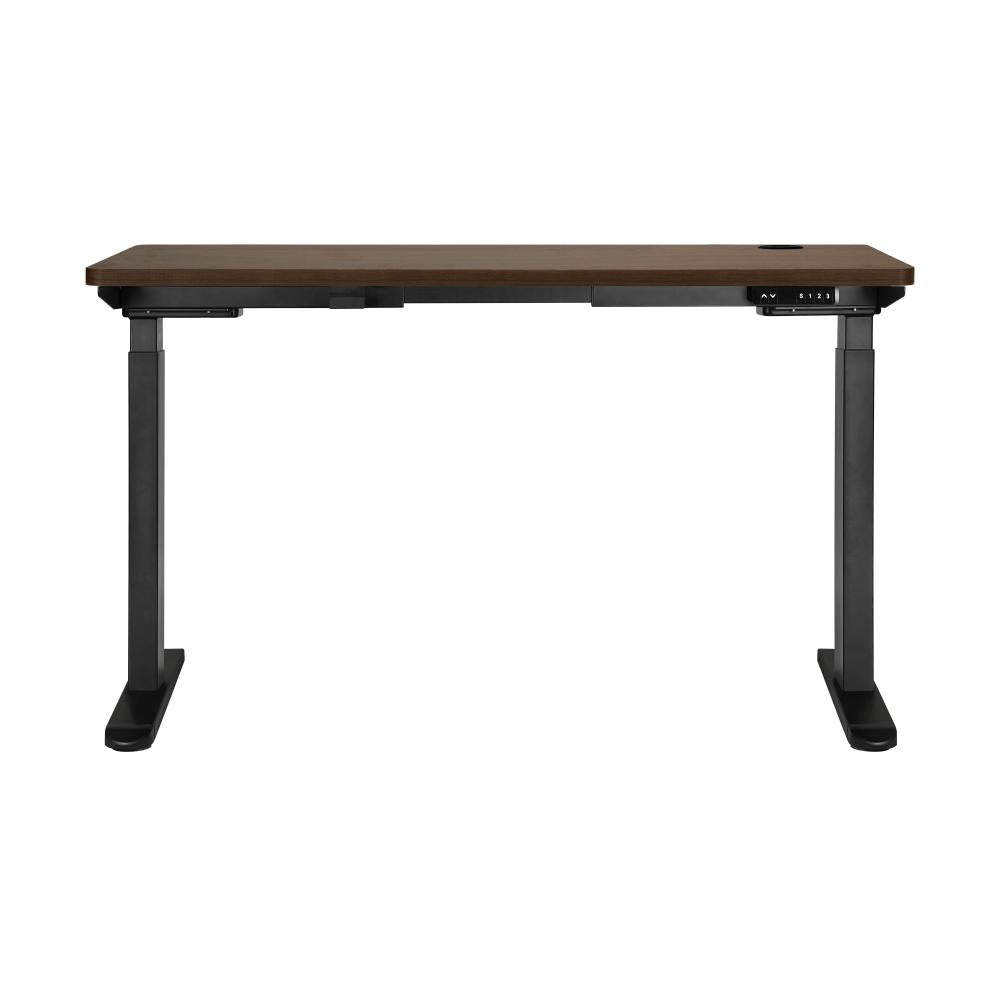Oikiture Standing Desk Dual Motor Electric Height Adjustable Sit Stand Table - Black/Walnut - 1400mm x 700mm-Standing Desks-PEROZ Accessories