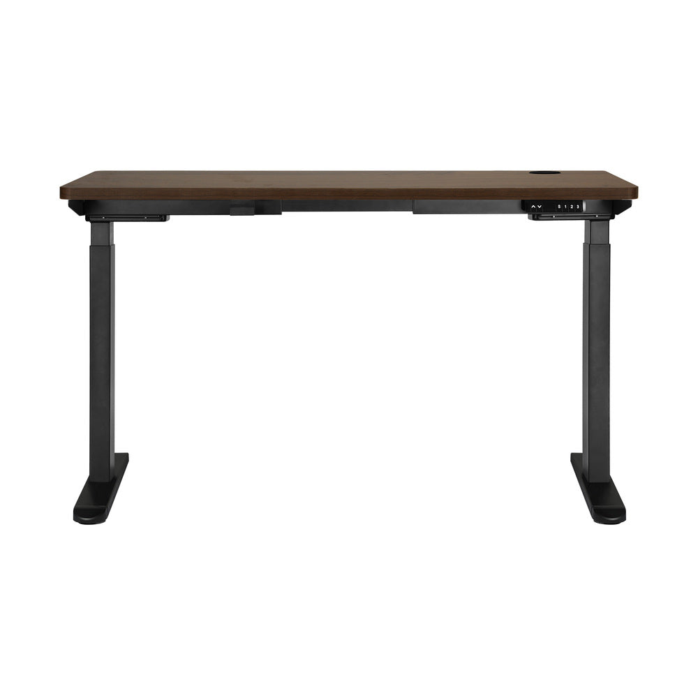 Oikiture Standing Desk Dual Motor Electric Height Adjustable Sit Stand Table - Black/Walnut - 1400mm x 700mm-Office Desks-PEROZ Accessories