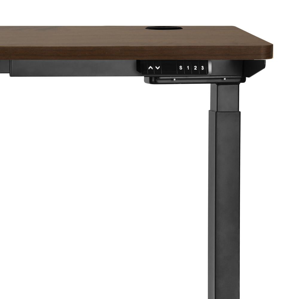 Oikiture Standing Desk Dual Motor Electric Height Adjustable Sit Stand Table - Black/Walnut - 1400mm x 700mm-Standing Desks-PEROZ Accessories