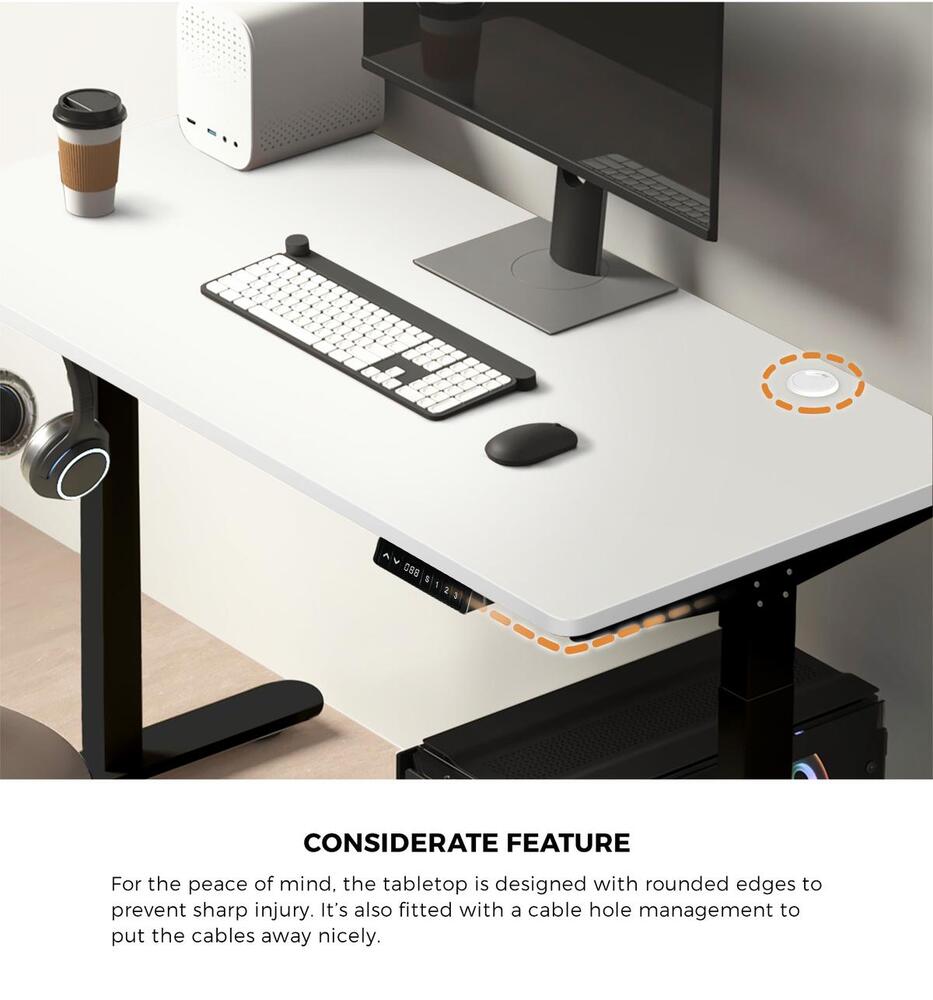 Oikiture Standing Desk Dual Motor 150cm Black&White-Standing Desks-PEROZ Accessories
