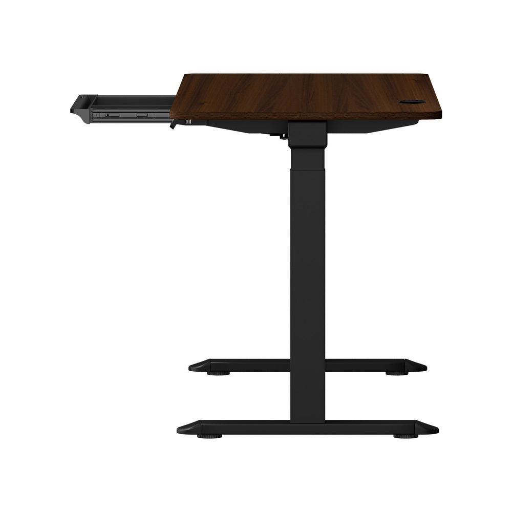 Oikiture 150cm Electric Standing Desk with Drawer Adjustable Black Walnut-Standing Desk-PEROZ Accessories