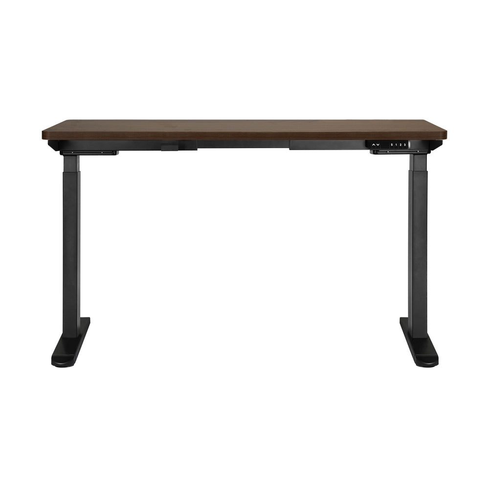OIKITURE Ergonomic Sit Stand Desk 28"-45" Electric Standing Desk Home Office Computer Workstation Height Adjustable Desk 160cm Length Black and Walnut-Office Desks-PEROZ Accessories