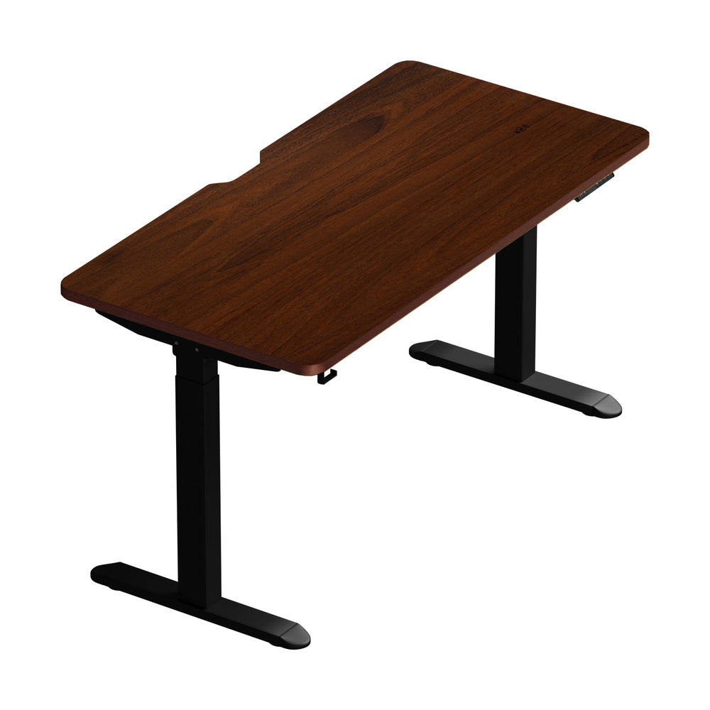 Oikiture Standing Desk Wireless Charging Dual Motor 140CM Black & Walnut-Standing Desk-PEROZ Accessories