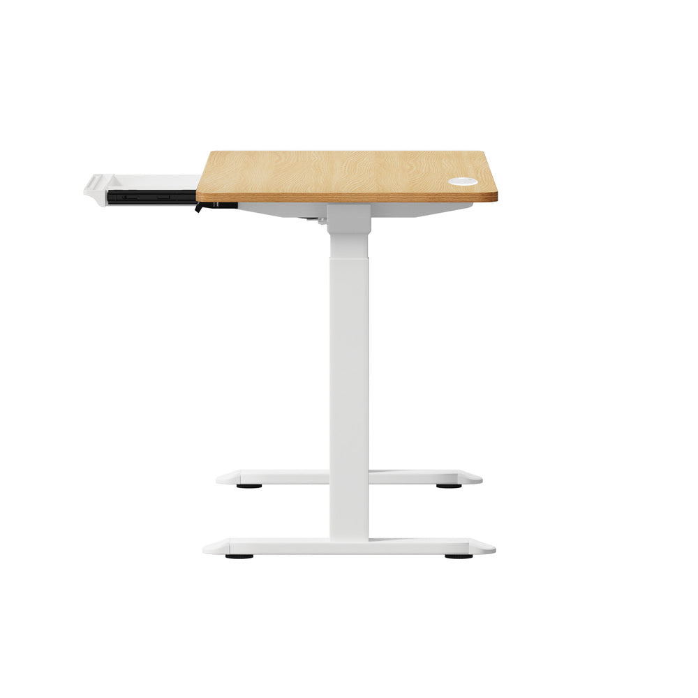 Oikiture 150cm Electric Standing Desk with Drawer Adjustable White Oak-Standing Desk-PEROZ Accessories