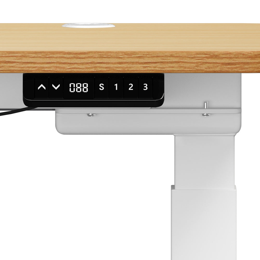 Oikiture 150cm Electric Standing Desk with Drawer Adjustable White Oak-Standing Desk-PEROZ Accessories