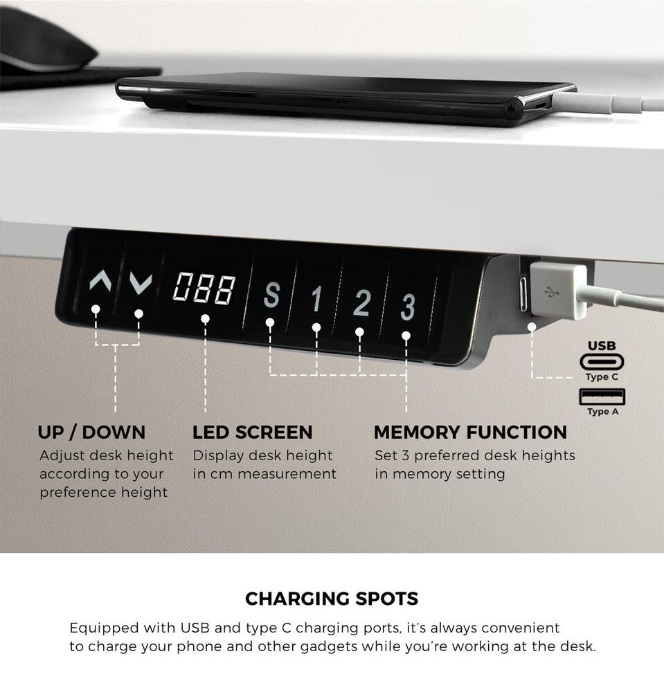 Oikiture Standing Desk Dual Motor Adjustable 150cm White-Standing Desks-PEROZ Accessories