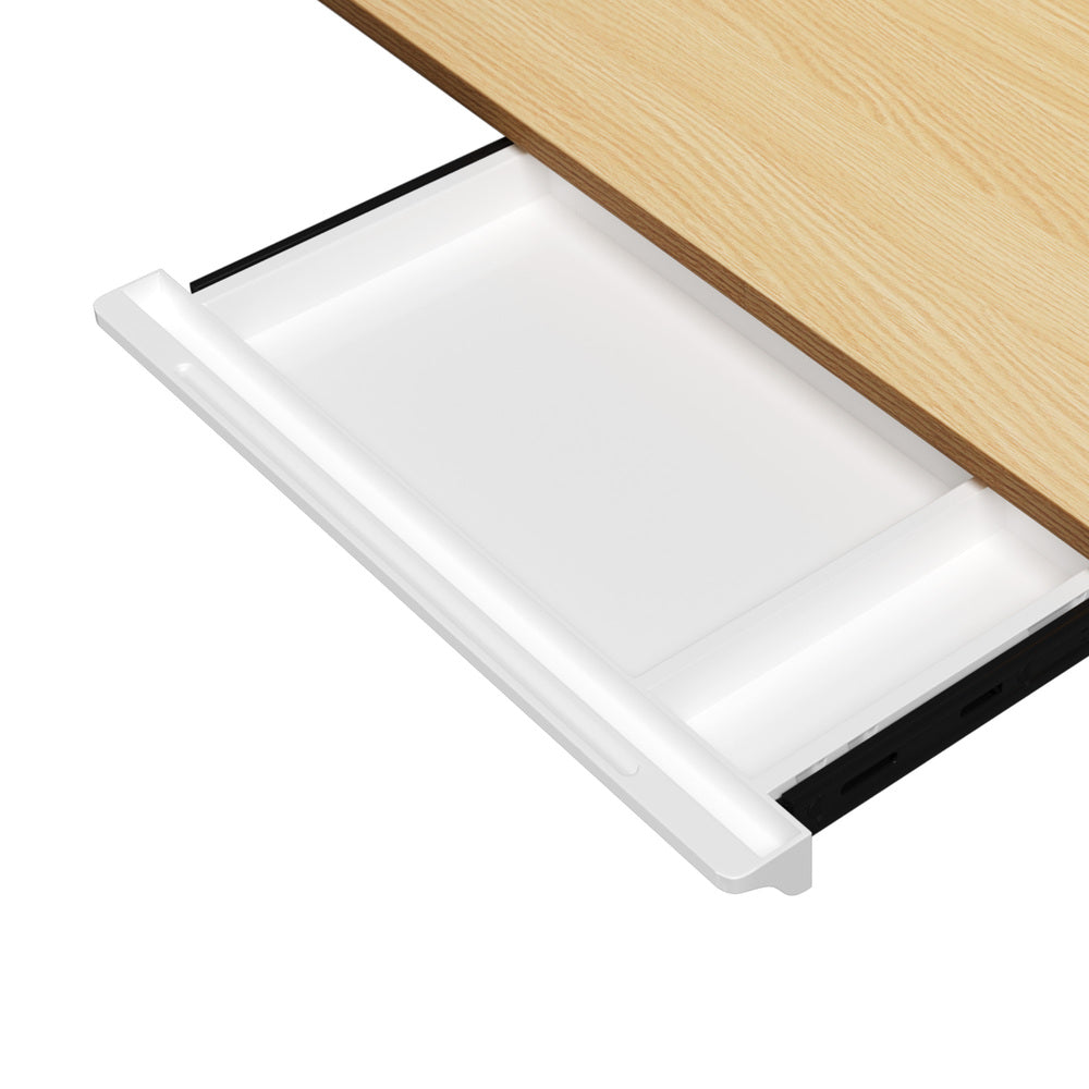 Oikiture 160cm Electric Standing Desk with Drawer Adjustable White Oak-Standing Desk-PEROZ Accessories