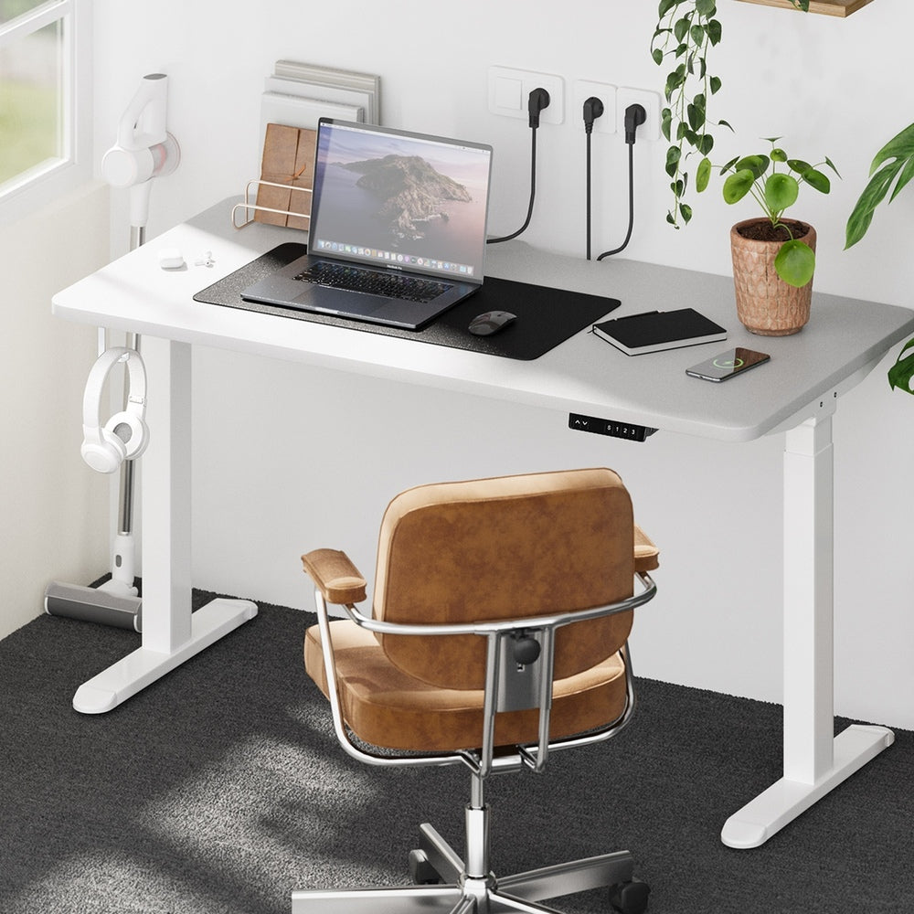 Oikiture Standing Desk Wireless Charging Dual Motor 140CM White-Standing Desk-PEROZ Accessories