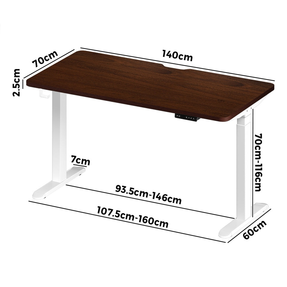Oikiture Standing Desk Wireless Charging Dual Motor 140CM White & Walnut-Standing Desk-PEROZ Accessories