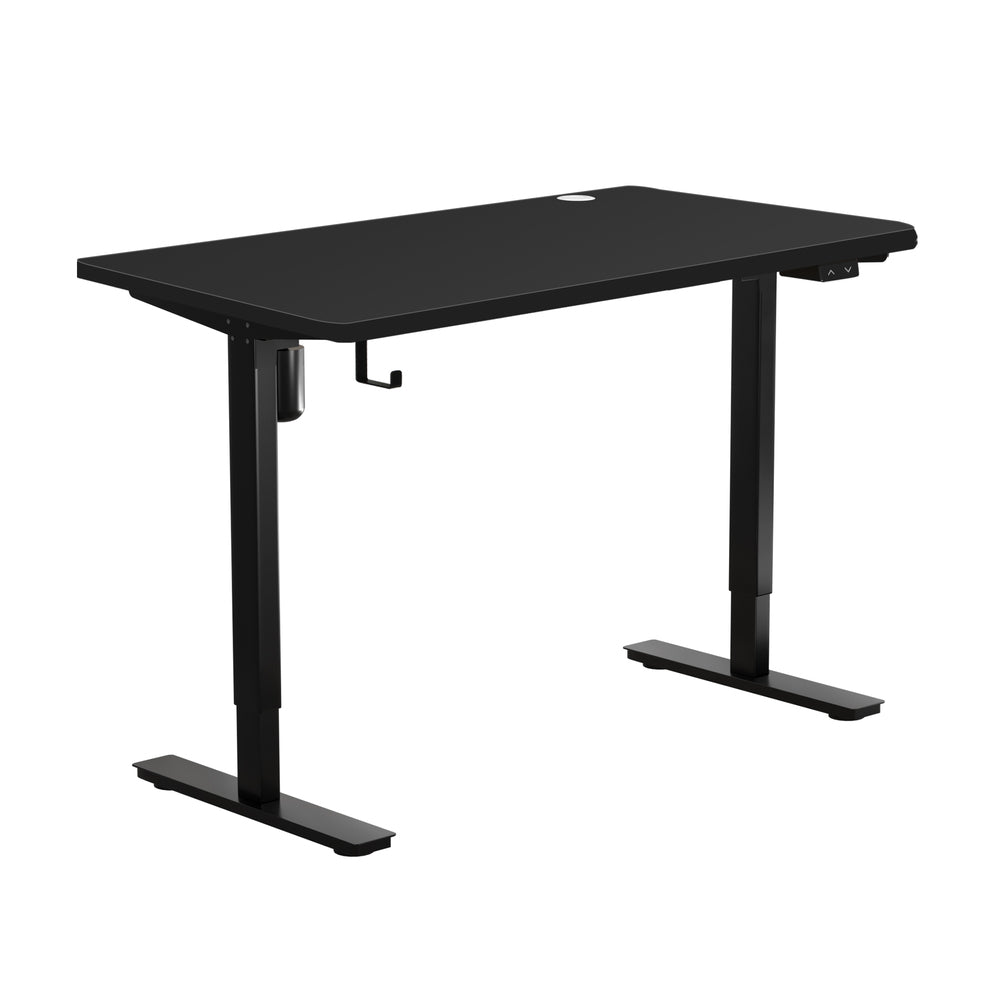 Oikiture Electric Standing Desk Single Motor Height Adjustable Sit Stand Table - Black/Black - 1400mm x 700mm-Office Desks-PEROZ Accessories