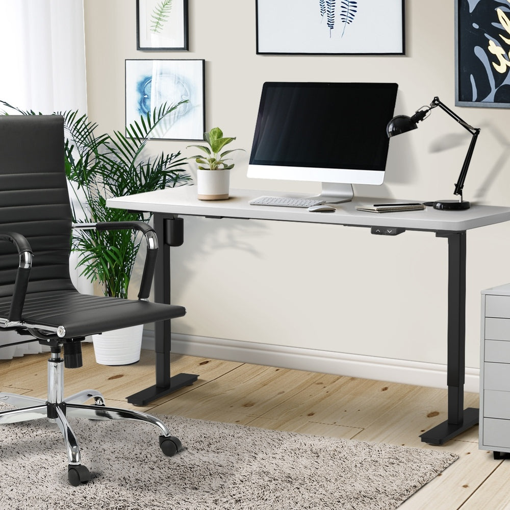 Oikiture Electric Standing Desk Single Motor Height Adjustable Sit Stand Table - 1400mm x 700mm-Office Desks-PEROZ Accessories