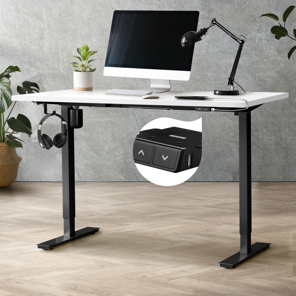 Oikiture Electric Standing Desk Single Motor Black&White 150cm-Standing Desks-PEROZ Accessories