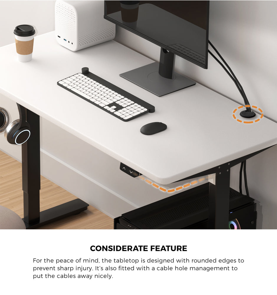 Oikiture Electric Standing Desk Single Motor Black&White 150cm-Standing Desks-PEROZ Accessories