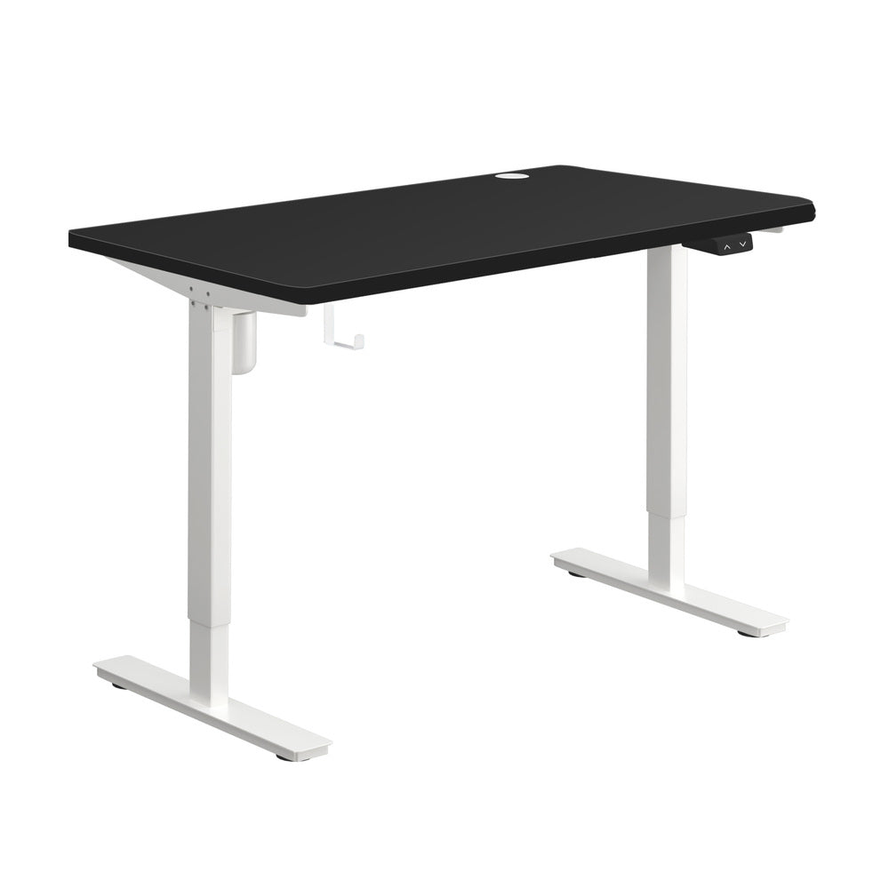 Oikiture Electric Standing Desk Single Motor Height Adjustable Sit Stand Table - White/Black - 1200mm x 600mm-Office Desks-PEROZ Accessories