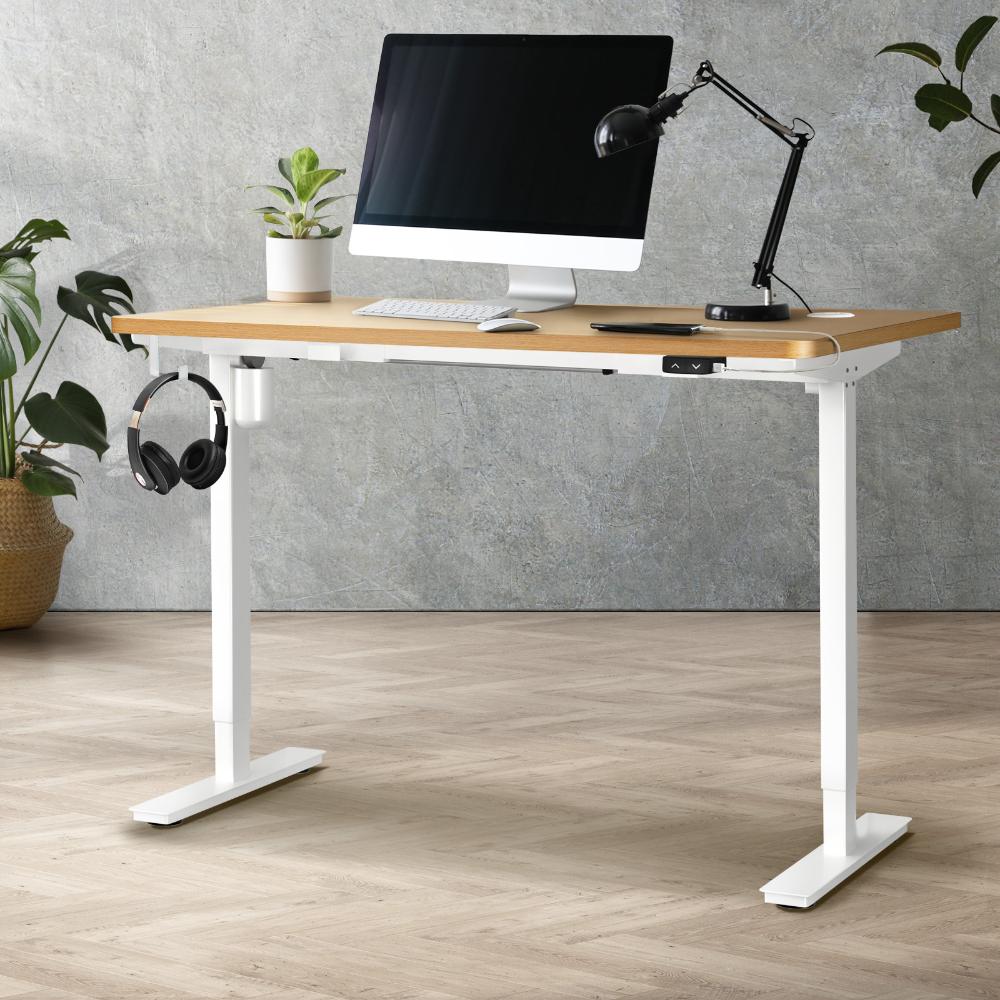 Oikiture Electric Standing Desk Single Motor Height Adjustable Sit Stand Table - 1200mm x 600mm-Standing Desks-PEROZ Accessories