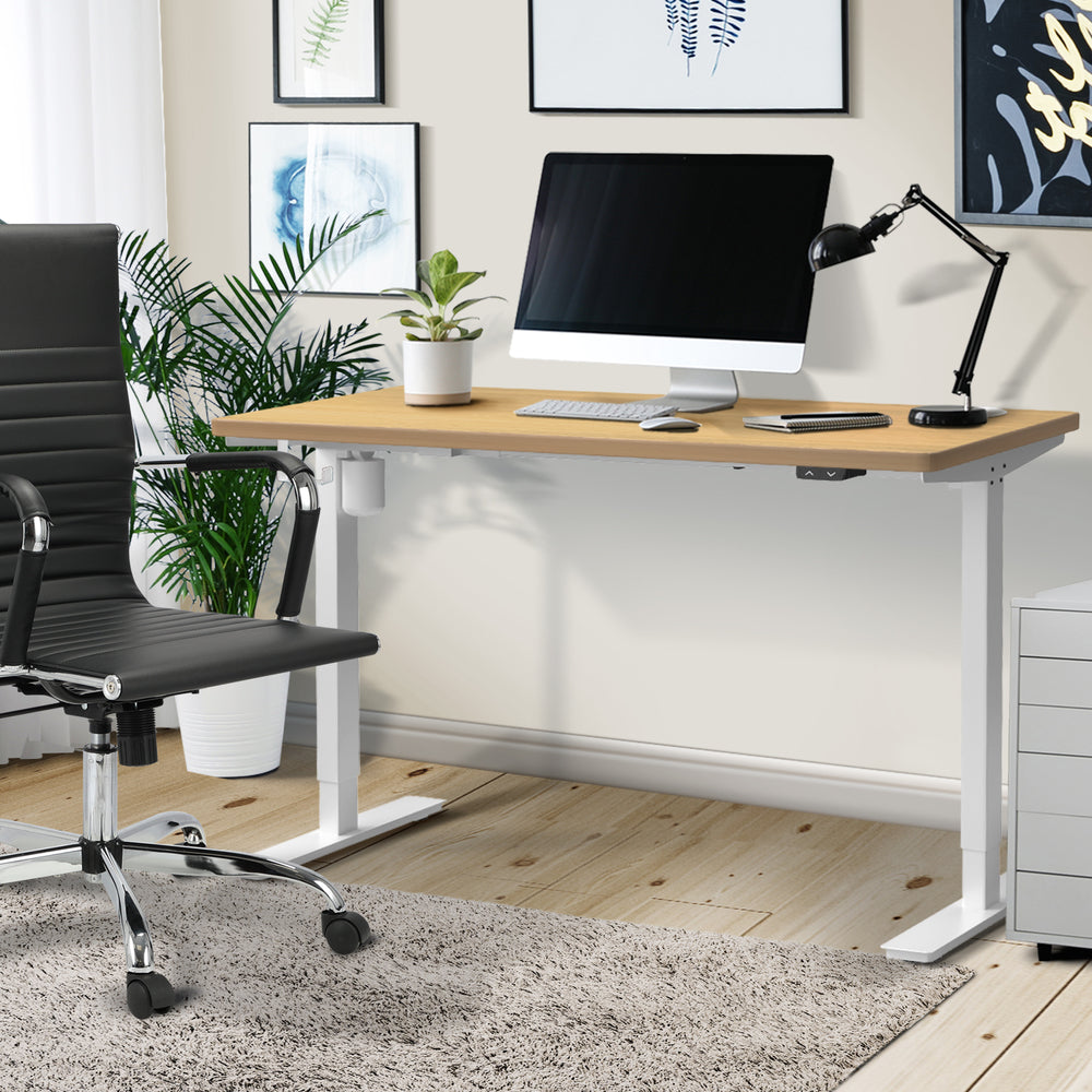Oikiture Electric Standing Desk Single Motor Height Adjustable Sit Stand Table - 1200mm x 600mm-Office Desks-PEROZ Accessories