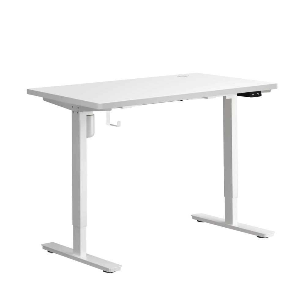 Oikiture Electric Standing Desk Single Motor Height Adjustable Sit Stand Table - White/White - 1400mm x 700mm-Office Desks-PEROZ Accessories