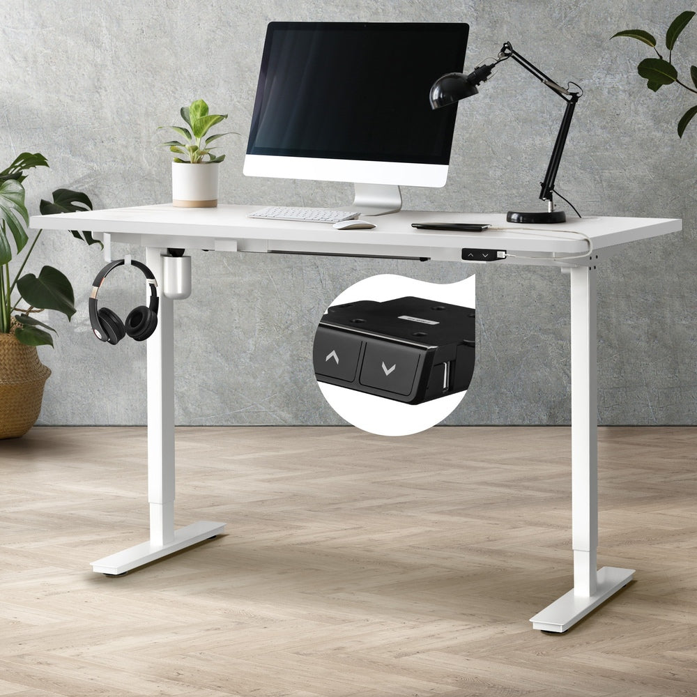 Oikiture Electric Standing Desk Single Motor White 150cm-Standing Desks-PEROZ Accessories