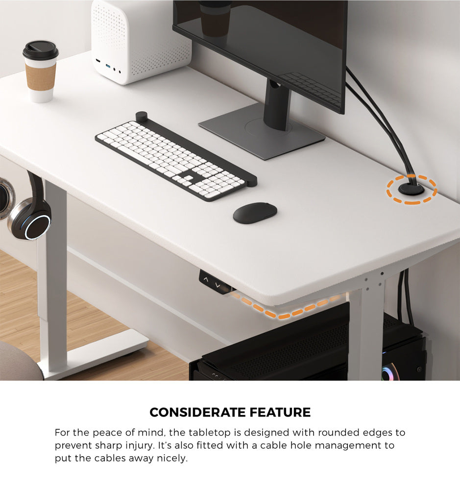 Oikiture Electric Standing Desk Single Motor White 150cm-Standing Desks-PEROZ Accessories