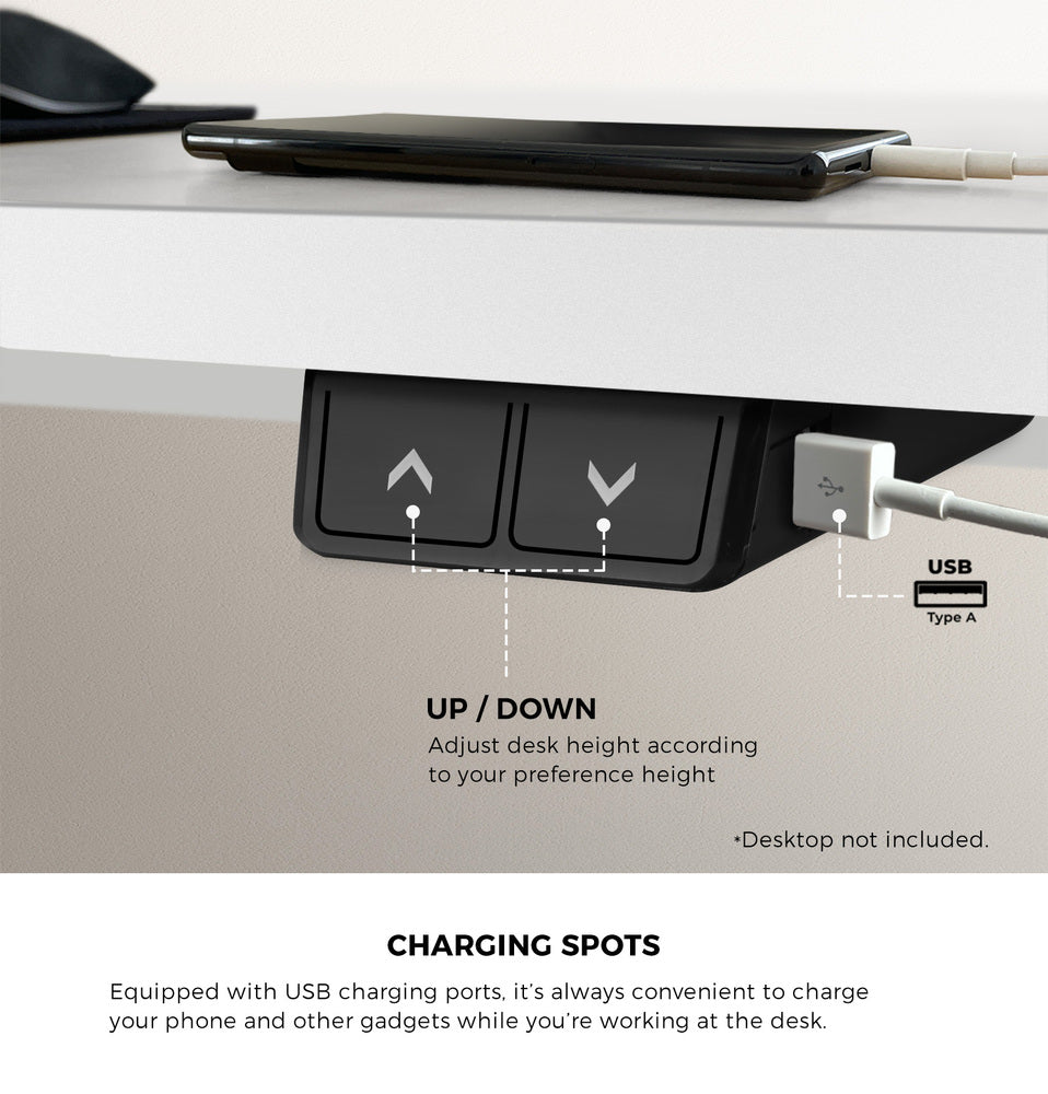 Oikiture Electric Standing Desk Single Motor White 150cm-Standing Desks-PEROZ Accessories