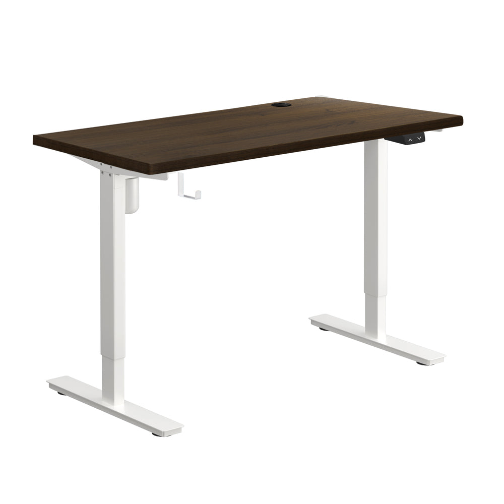 Oikiture Electric Standing Desk Single Motor Height Adjustable Sit Stand Table - White/Walnut - 1700mm x 750mm-Office Desks-PEROZ Accessories