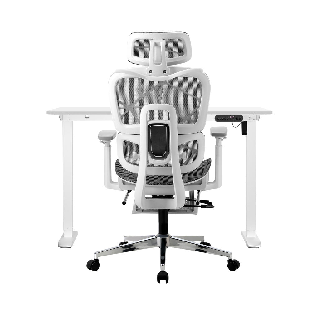 Oikiture Office Desk and Chair Set Mesh Ergonomic Chair Sit-stand Desk GY & WH-Office Set-PEROZ Accessories