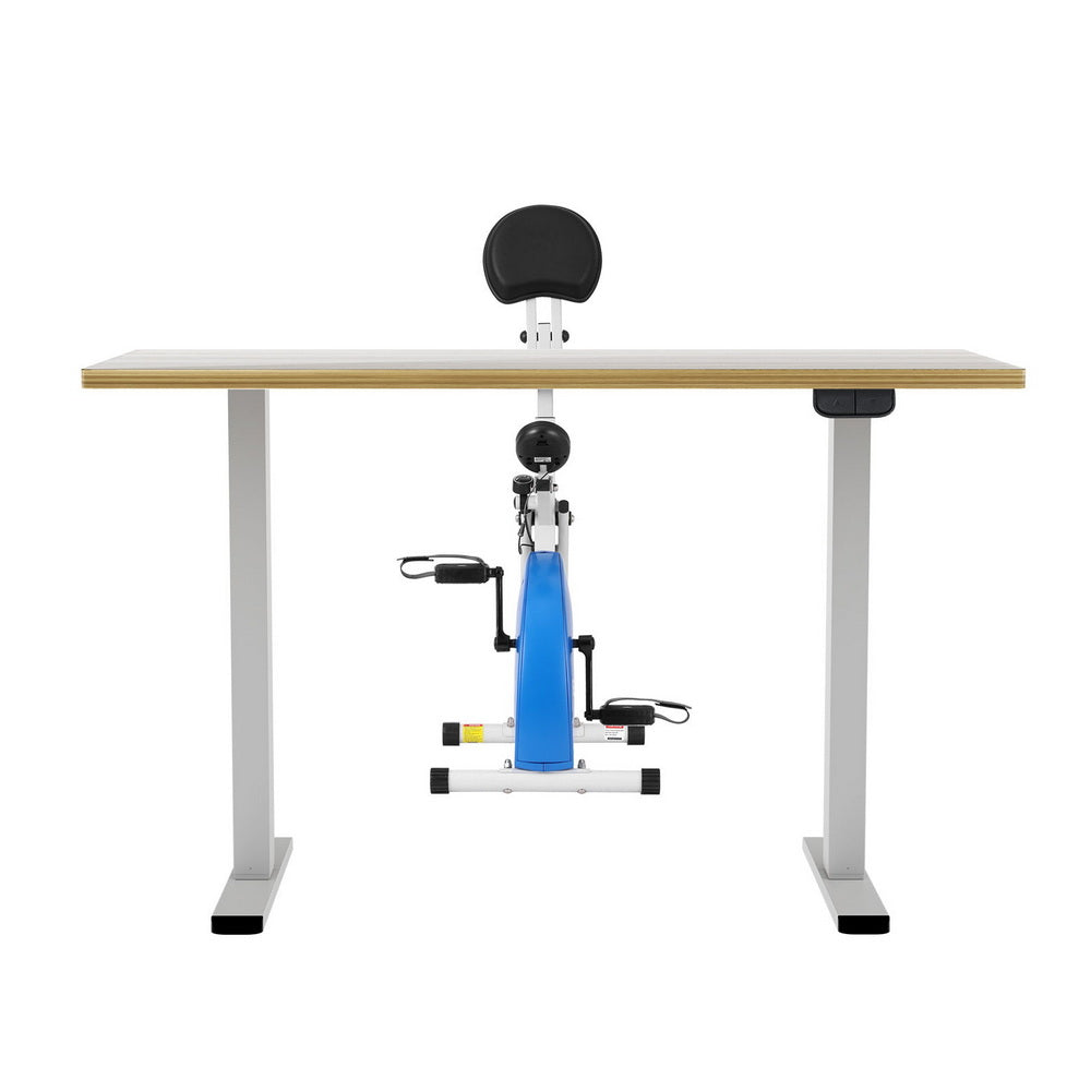 Artiss Under Desk Folding X-Bike with 140cm Automatic Standing Desk Magnetic Resistance Oak-Furniture > Office > Desks-PEROZ Accessories