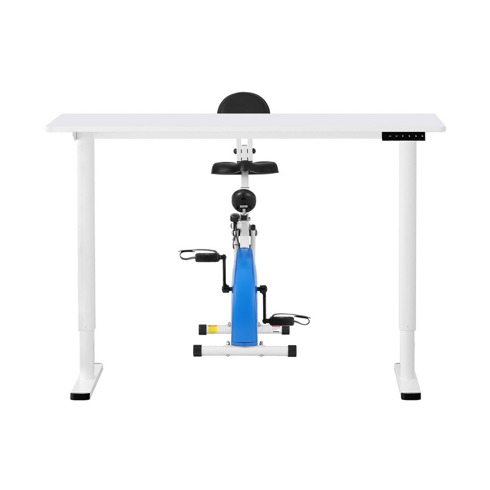 Artiss Under Desk Folding X-Bike with 120cm Automatic Standing Desk Magnetic Resistance White-Furniture > Office > Desks-PEROZ Accessories