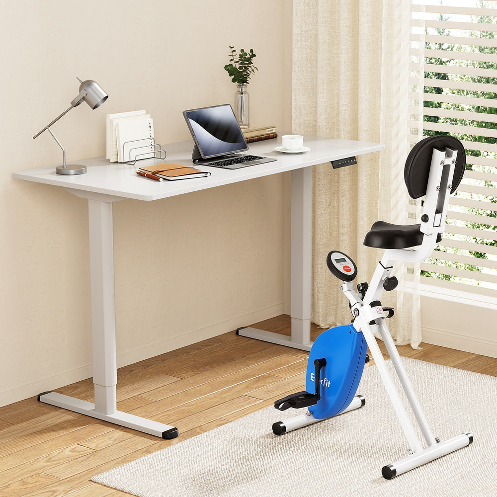 Artiss Under Desk Folding X-Bike with 120cm Automatic Standing Desk Magnetic Resistance White-Furniture > Office > Desks-PEROZ Accessories