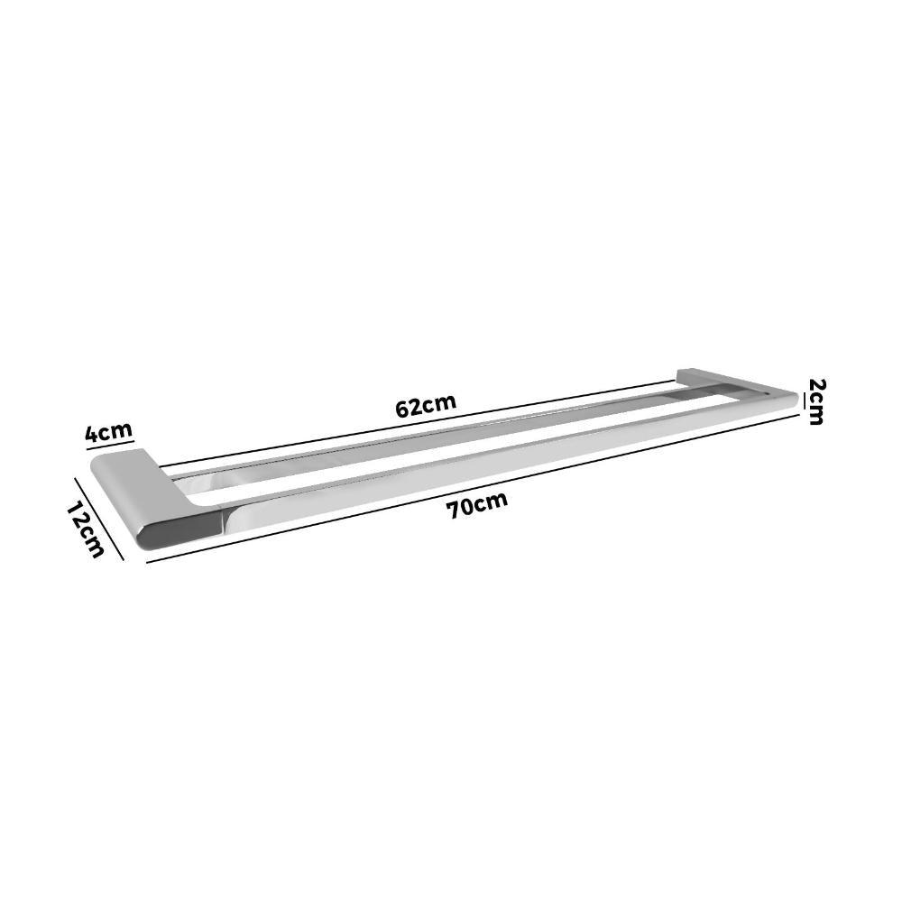 Double Towel Rail 70cm Rack Bar Holder Chrome-Bathroom Bars-PEROZ Accessories