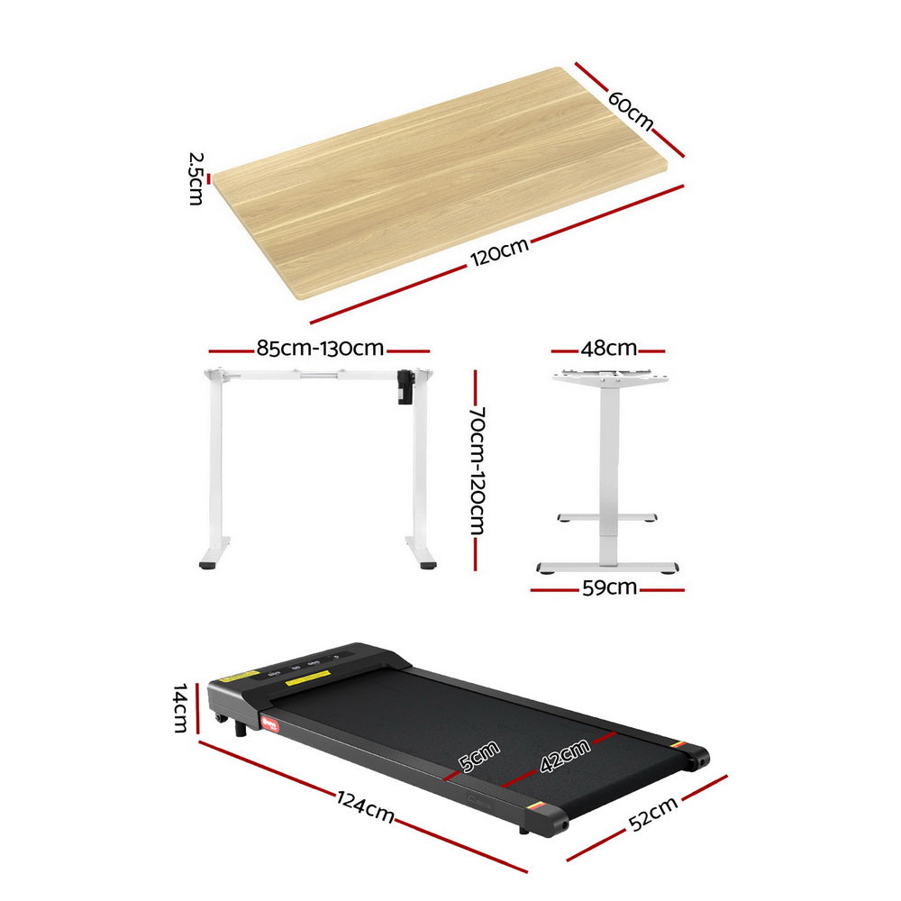 Artiss Electric Treadmill with 120cm Automatic Standing Desk Walking Pad 400mm-Furniture > Office > Desks-PEROZ Accessories
