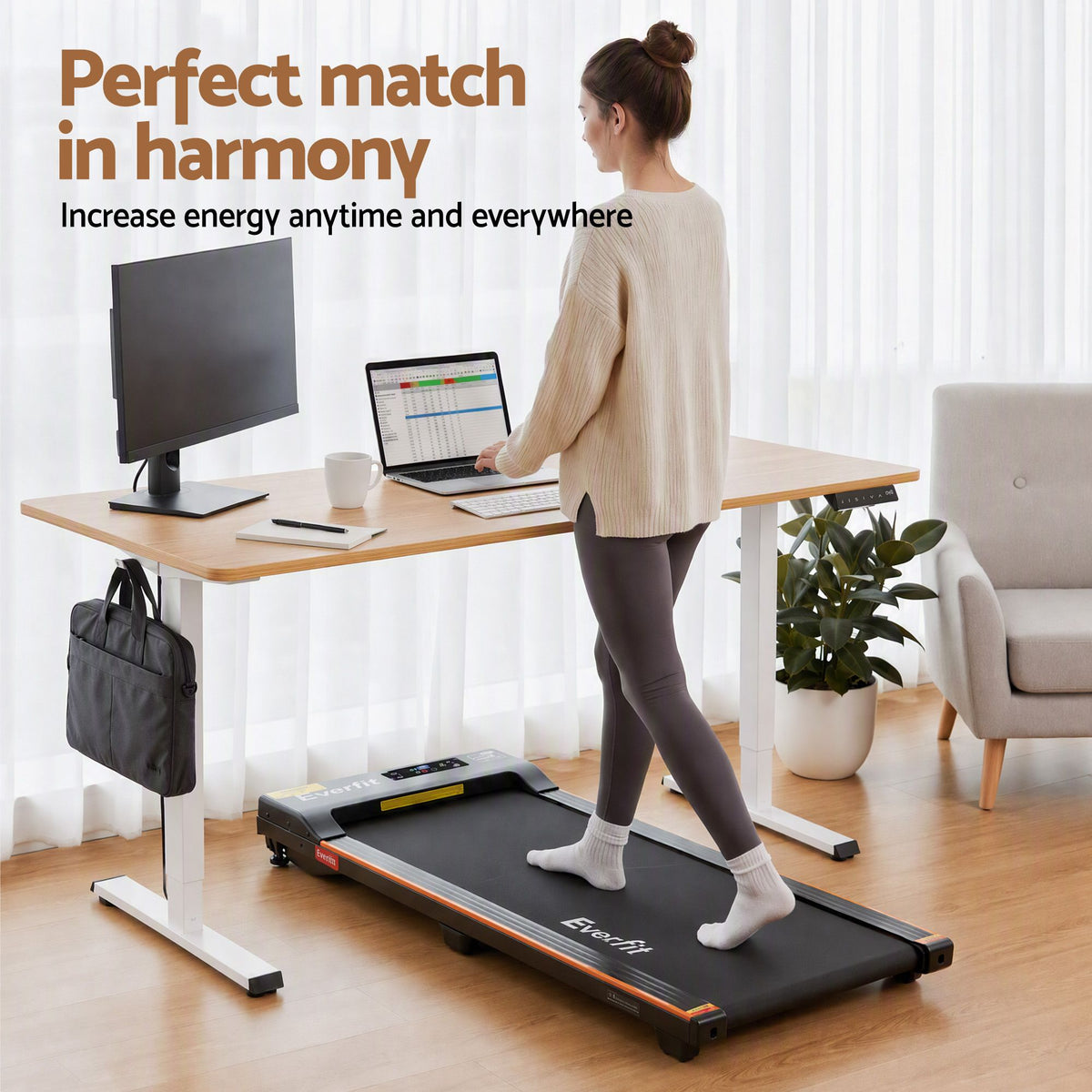 Artiss 140cm Standing Desk Treadmill Motorised Natural Wood-Furniture > Office > Desks-PEROZ Accessories