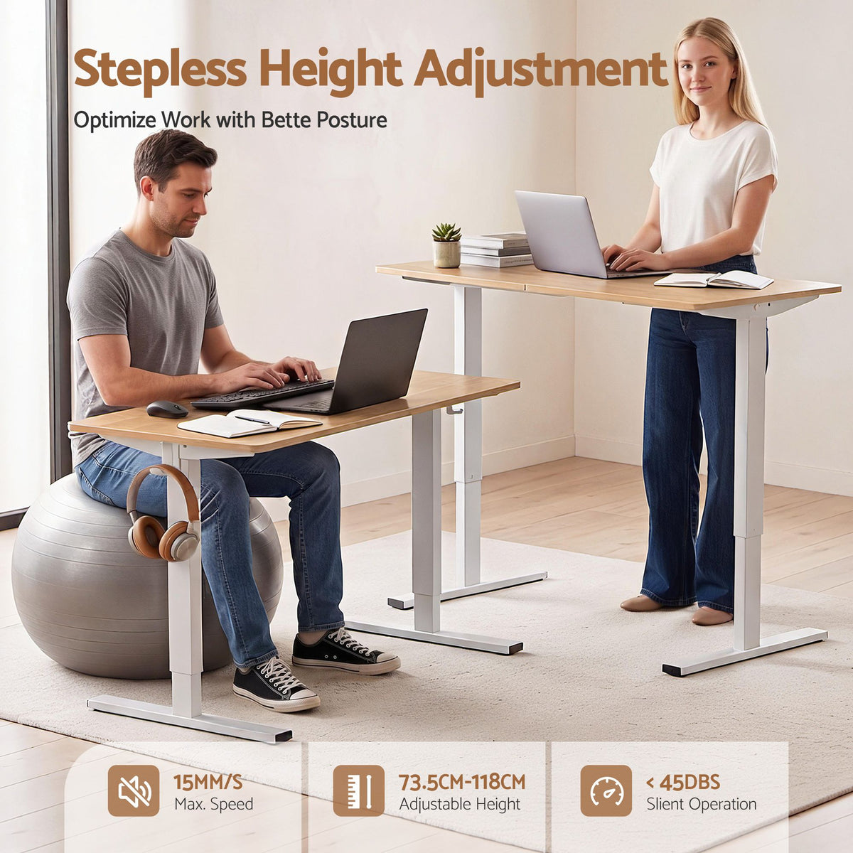 Artiss 140cm Standing Desk Treadmill Motorised Natural Wood-Furniture > Office > Desks-PEROZ Accessories