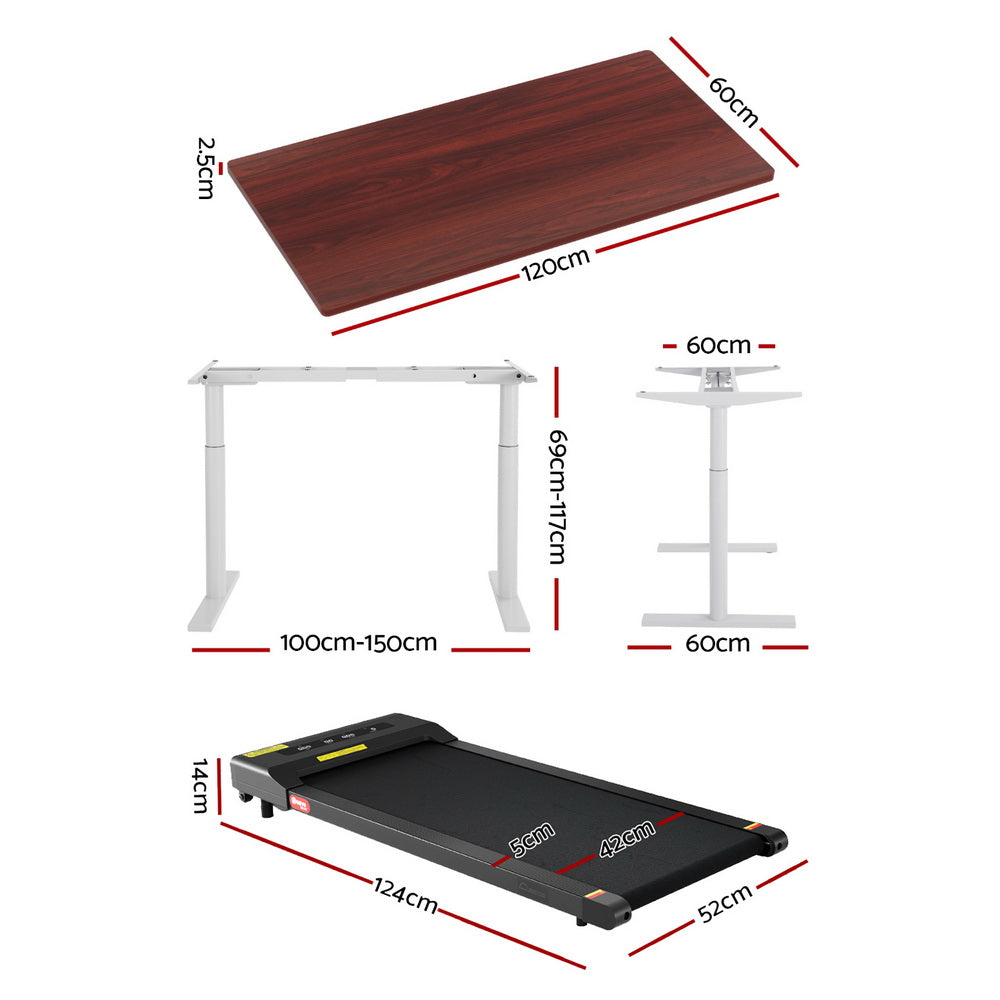 Artiss 400mm Treadmill Electric Walking Pad with 120cm Automatic Standing Desk-Furniture > Office > Desks-PEROZ Accessories