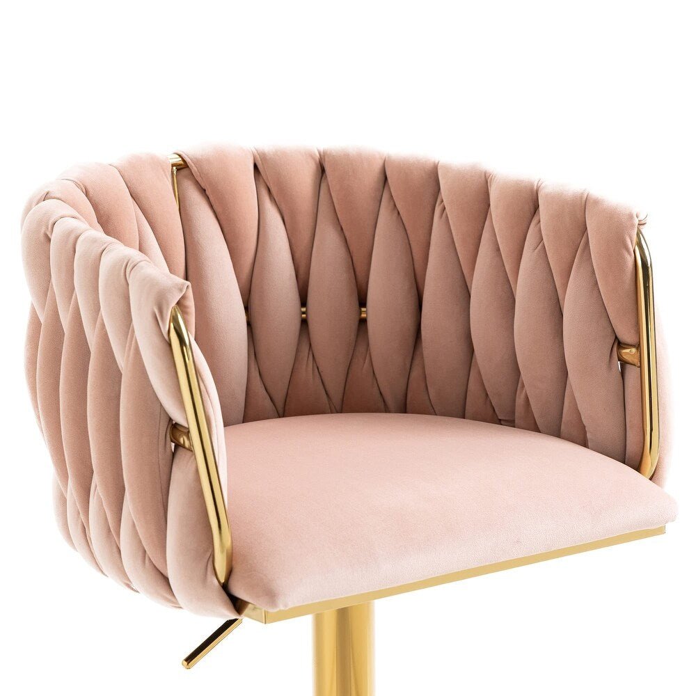 SERENITà Modern Velvet Breakfast Bar Stools Swivel Barstools Adjustable Counter Stools with Backrest Set of 2 Pink-Furniture > Bar Stools & Chairs > Table & Bar Stools-PEROZ Accessories