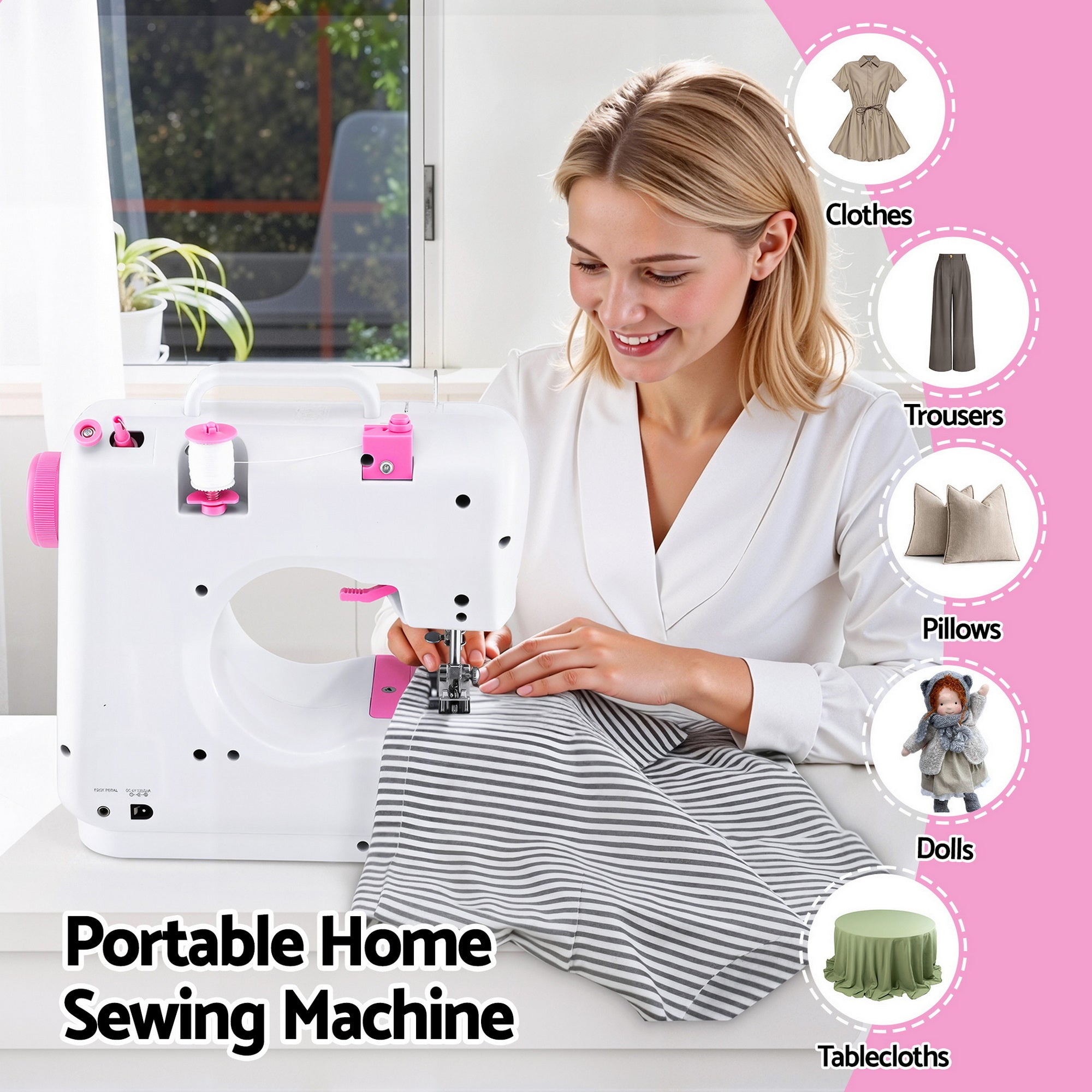 Devanti 12 Stitches Mini Sewing Machine for Beginners Portable Sewing Machine Kit with LED Lights-Home & Garden > Hobbies > Arts & Crafts-PEROZ Accessories