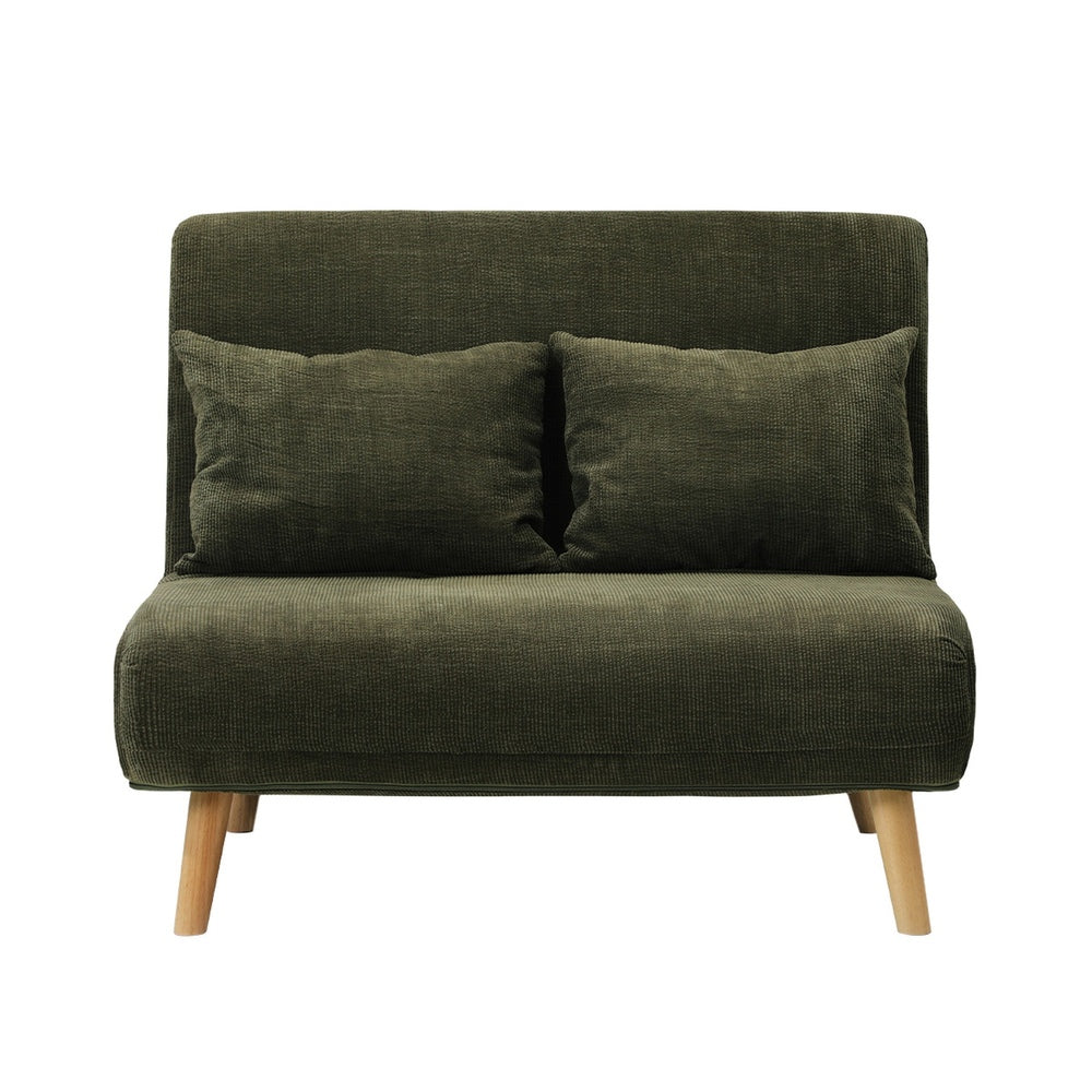 Oikiture Lounge Sofa Bed Polyester Double Seat Green-Folding Sofa Lounge-PEROZ Accessories