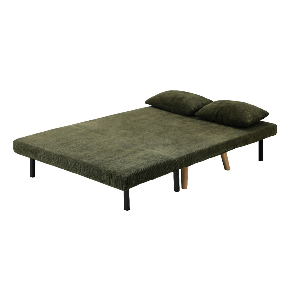 Oikiture Lounge Sofa Bed Polyester Double Seat Green-Folding Sofa Lounge-PEROZ Accessories