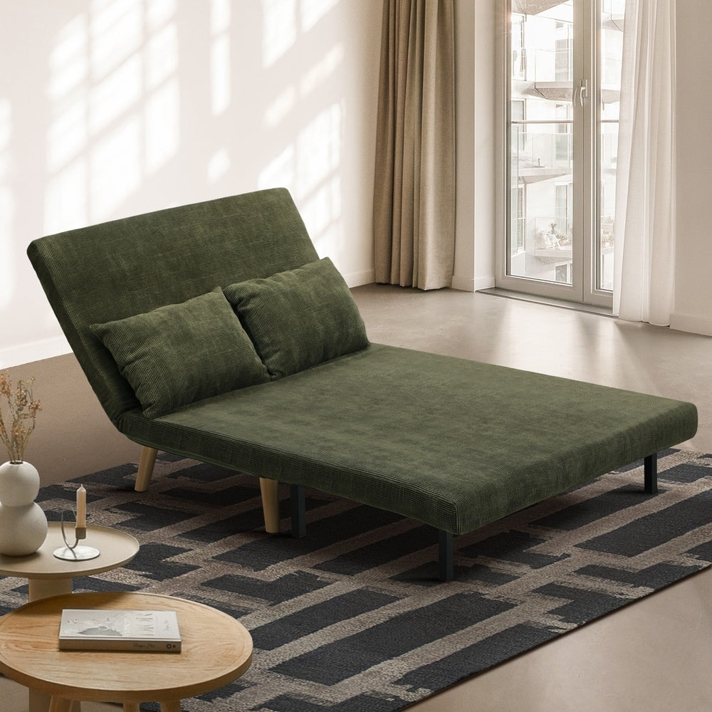 Oikiture Lounge Sofa Bed Polyester Double Seat Green-Folding Sofa Lounge-PEROZ Accessories