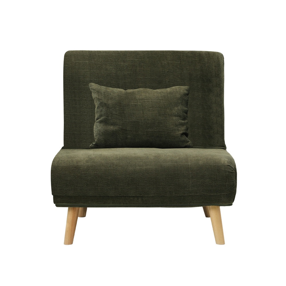 Oikiture Lounge Sofa Bed Polyester Single Seat Green-Folding Sofa Lounge-PEROZ Accessories