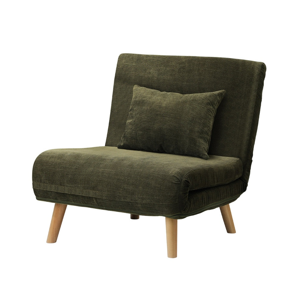Oikiture Lounge Sofa Bed Polyester Single Seat Green-Folding Sofa Lounge-PEROZ Accessories