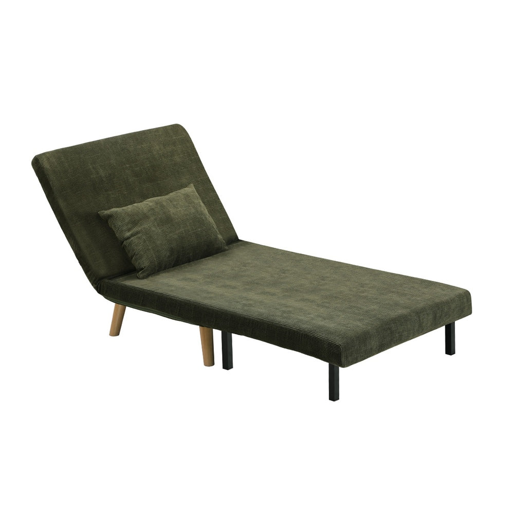 Oikiture Lounge Sofa Bed Polyester Single Seat Green-Folding Sofa Lounge-PEROZ Accessories