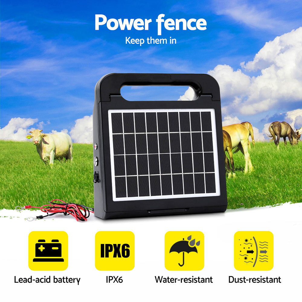 Giantz 5km Electric Fence Energiser Solar Energizer Charger Farm Animal 0.15J-Home & Garden > Gate Openers > Fence & Gate Accessories-PEROZ Accessories