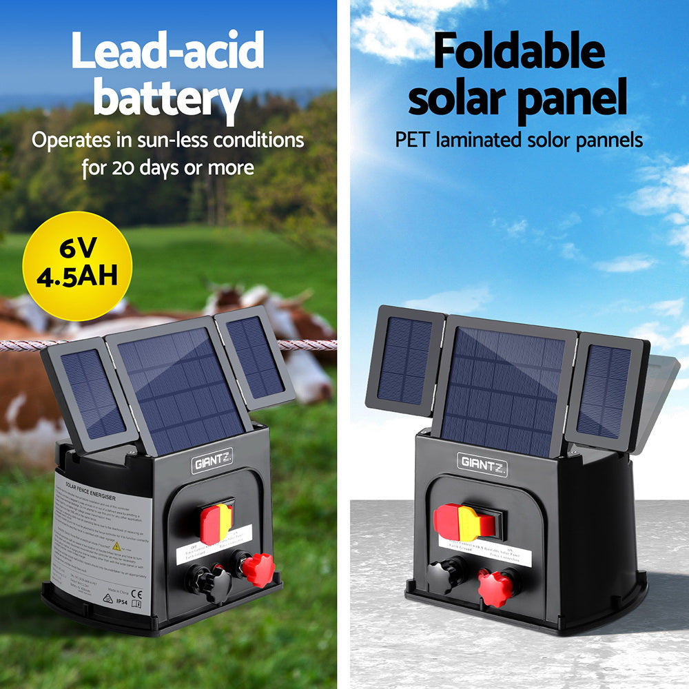 Giantz 5km Electric Fence Energiser PET Solar Energizer 0.15J-Commercial > Commercial Others > Fencing & Barriers-PEROZ Accessories