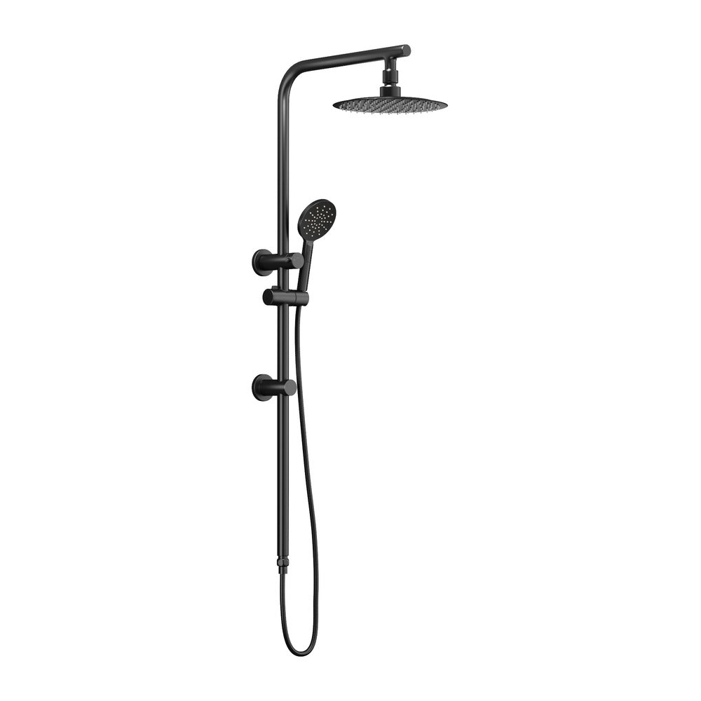 Welba 10" Rain Shower Head Set Round 3-Mode Handheld Shower Rail Set Black-Shower Heads-PEROZ Accessories